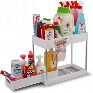 יחידת אחסון 2 קומות מתחת לכיור בצבע לבן יחידת אחסון 2 קומות מתחת לכיור בצבע לבן